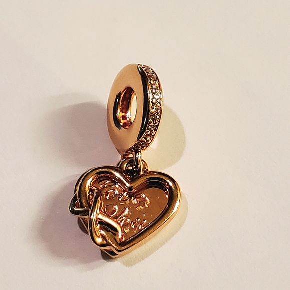 Authentic NEW Pandora Love You Infinity Heart Dangke Charm 14K RGP CZ - Picture 3 of 10